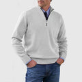 Piotr | Soft and warm men's cotton sweater with a mock turtleneck and zipper